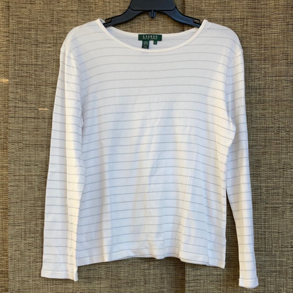 Ralph Lauren metallic stripe long sleeve boatneck tee